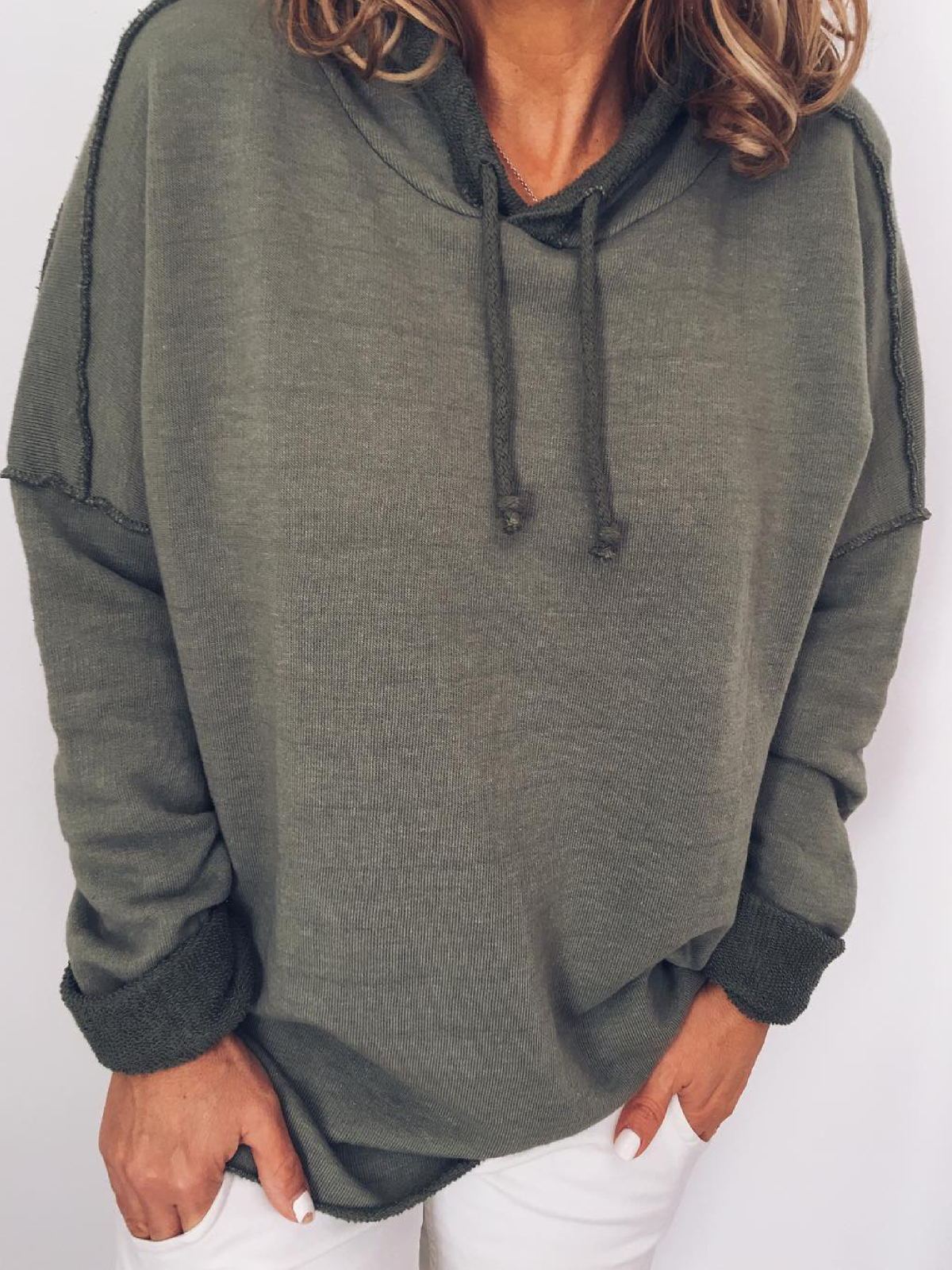 Plus Size Casual Long Sleeve Hoodie Tops