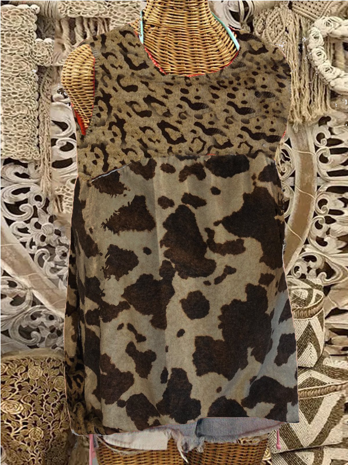 Crew Neck Leopard  Shirts & Tops