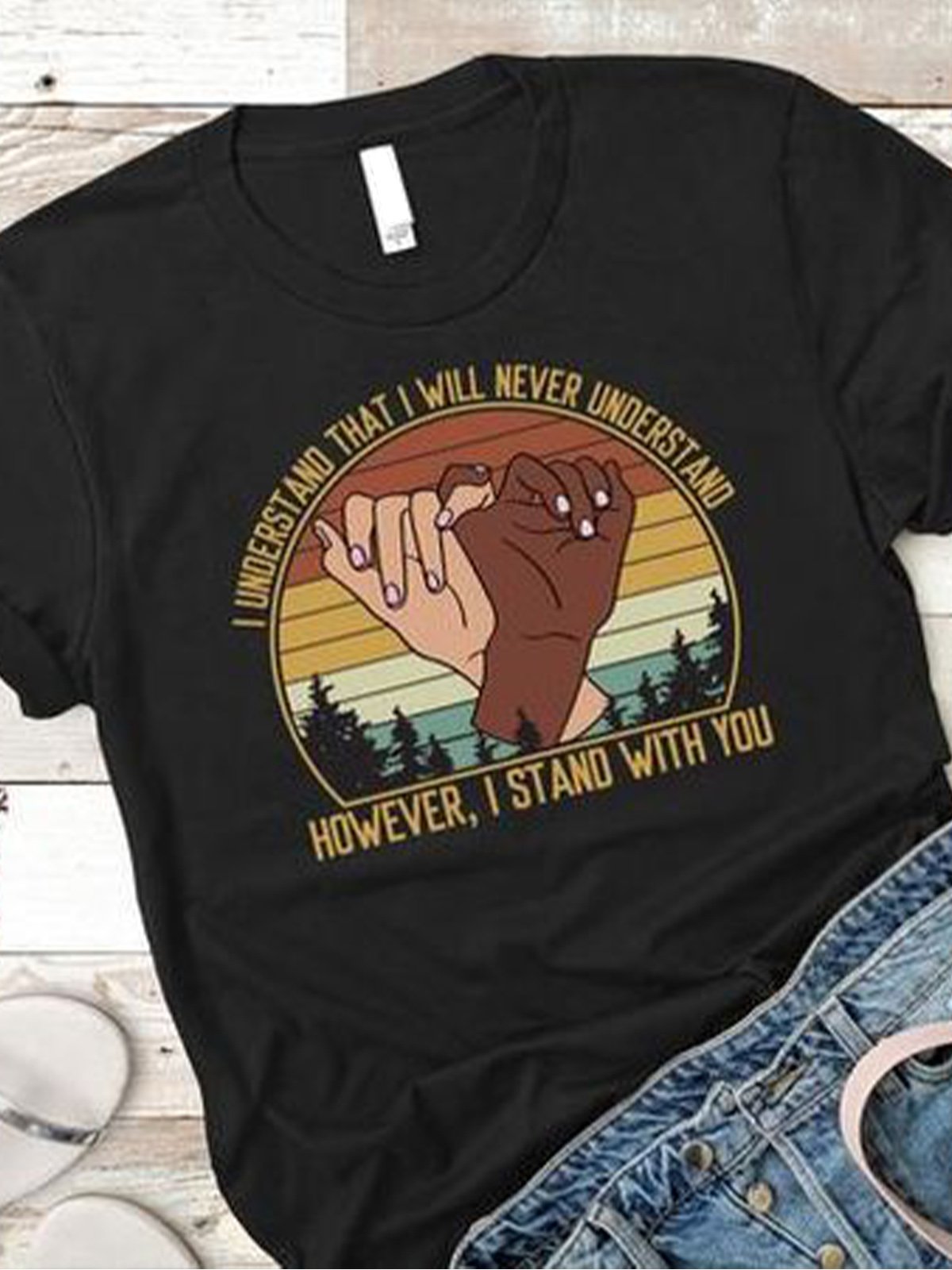 Black History Month I Stand With You Shift People Vintage Shirts & Tops