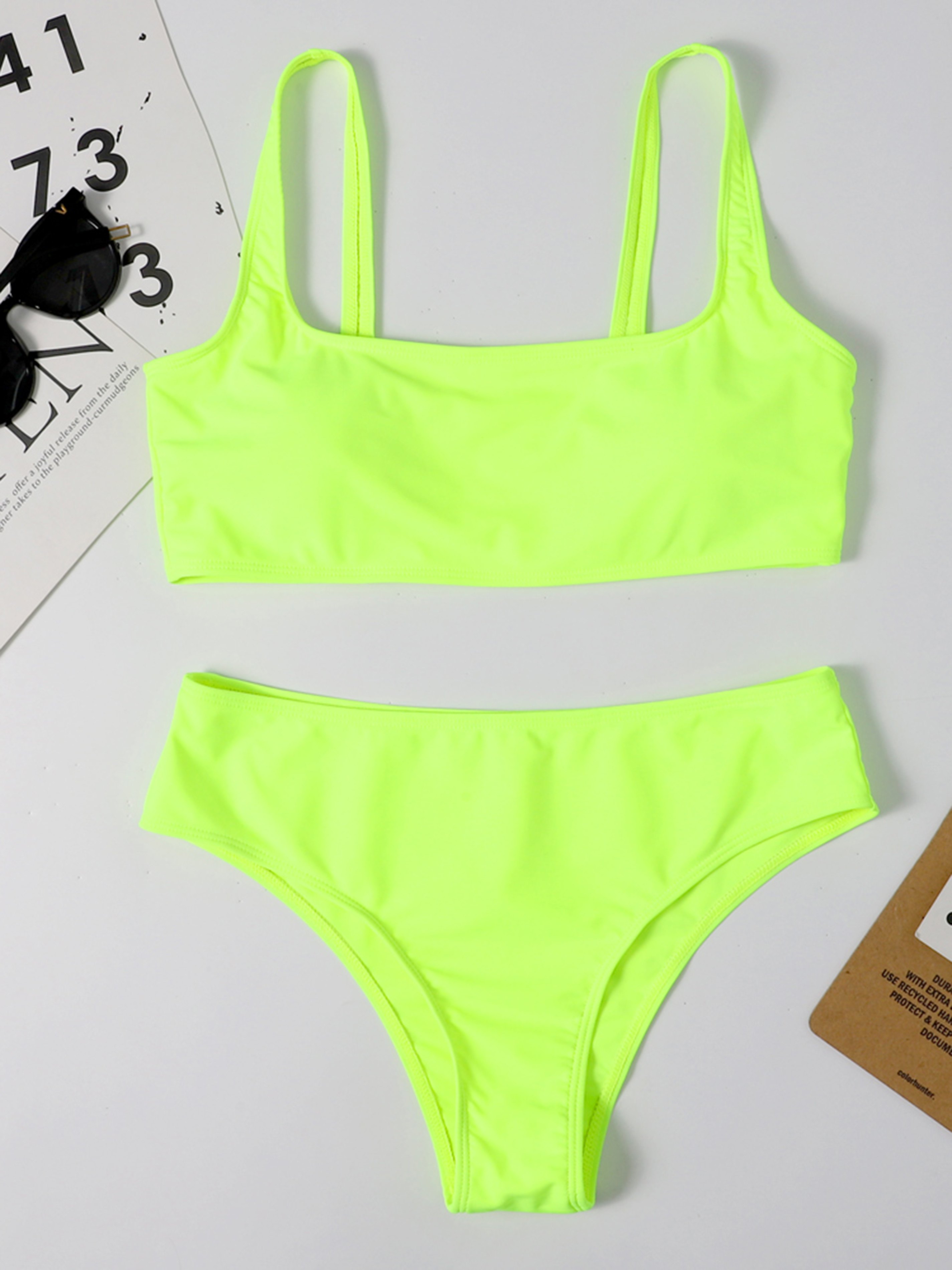 Simple Solid High Rise Bikini