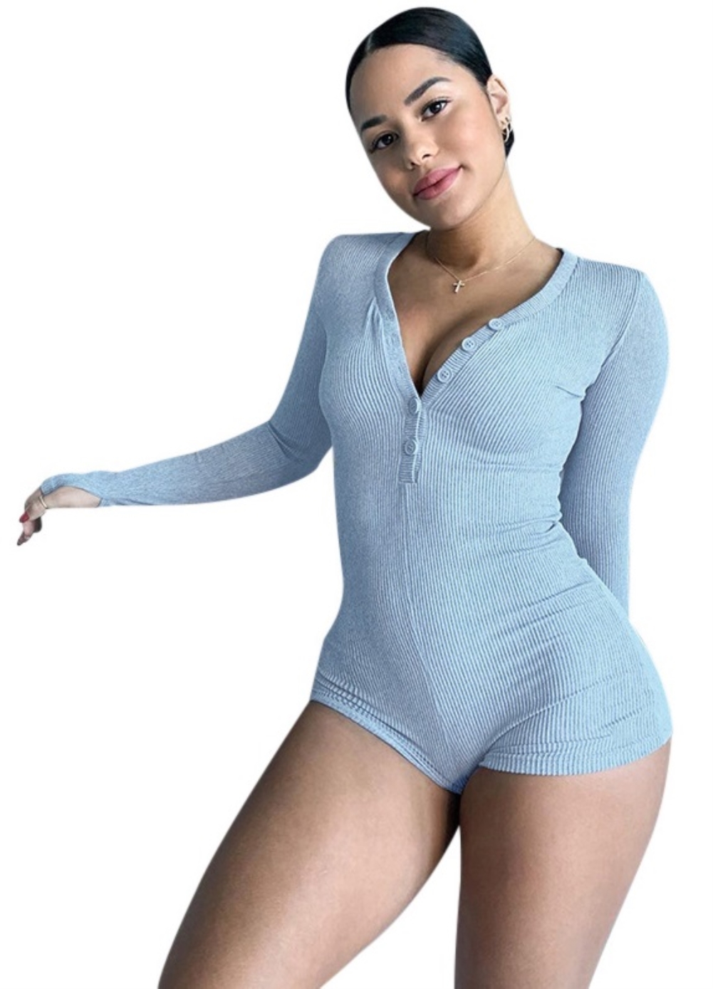 Sexy Button Up Long Sleeve Bodysuit