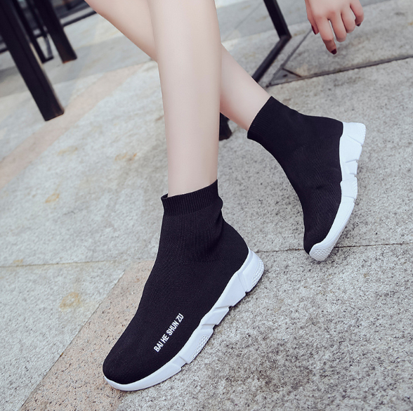 Black Socks Shoes Spring/Fall Athletic Flat Heel Elastic Cloth Shoes
