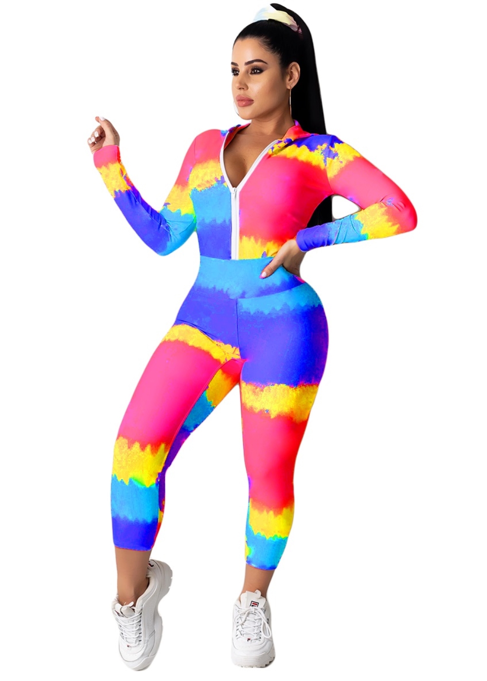 Tie Dye Long Sleeve Tight Tracksuit