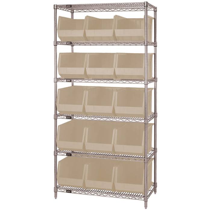 Quantum Storage Systems WR6-260IV Bin Shelving, WIRE, 36x18, 15 Bins, Ivory