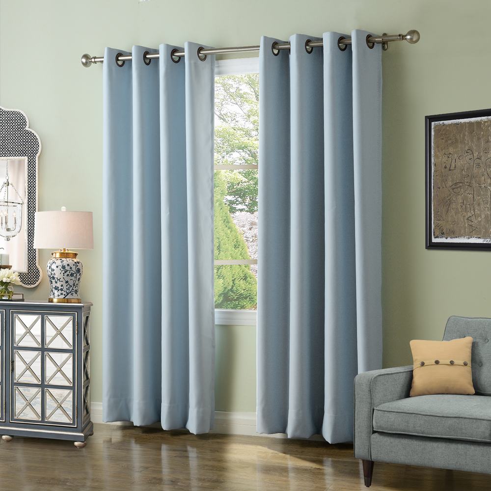 Set of 2 Antique Bronze Grommet Thermal Insulated Blackout Curtain Paz