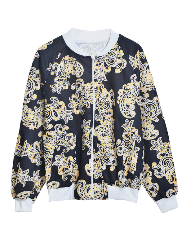 Floral-Embroidered Patchwork Vintage A-Line Coat