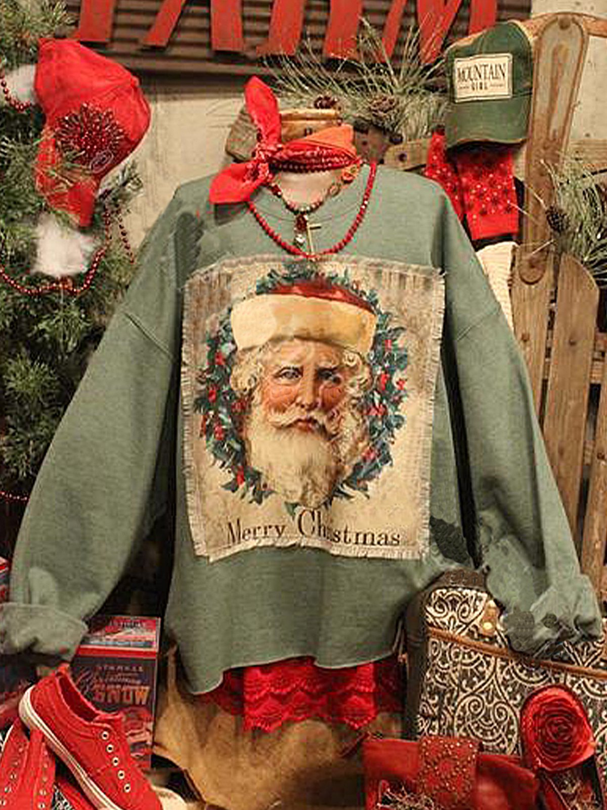 Christmas loose long sleeve printed sweatshirt