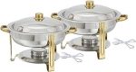 Chafers and Buffet Warmers Sets �C 4 Quart Food Warmer with Gold Accents