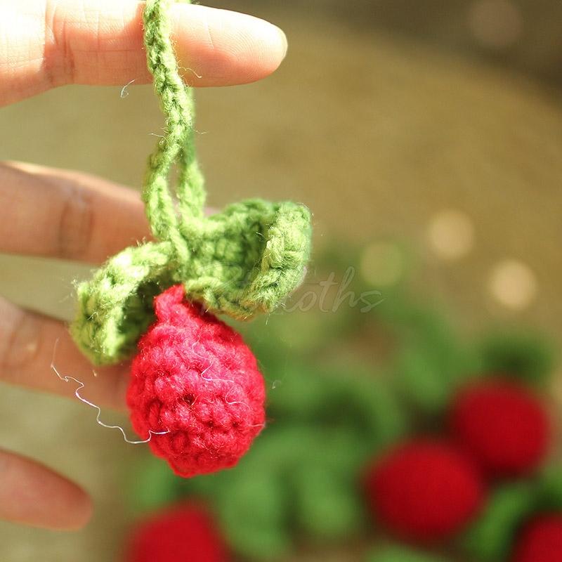 Hand Crocheted Strawberry Wool Ornaments