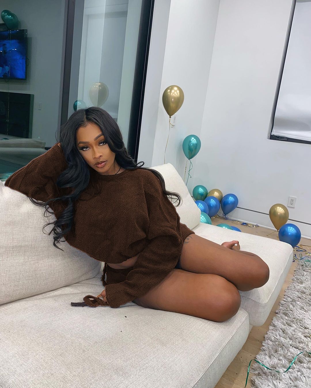 Autumn Brown Sexy Two Piece Plush Pajama Shorts Set