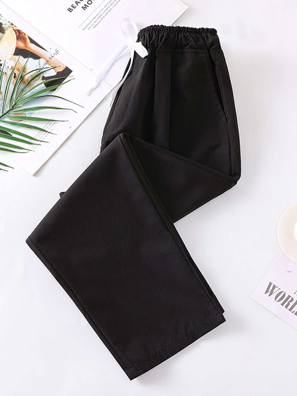 Plus Size Women Plain Casual Pants
