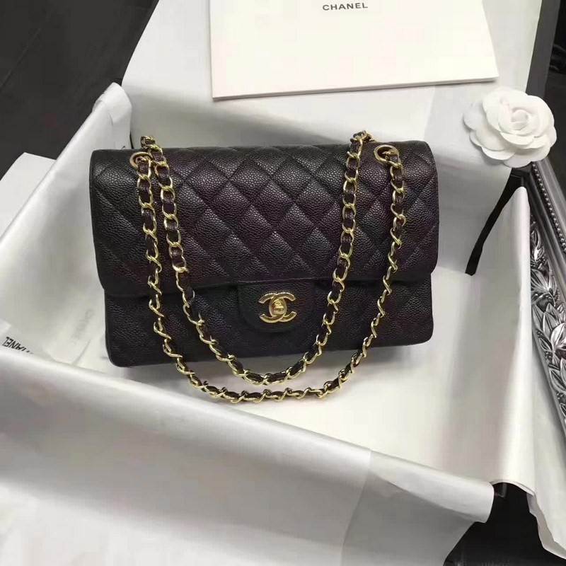 high quality handbag 119009 caviar genuine leather flap bag 1112