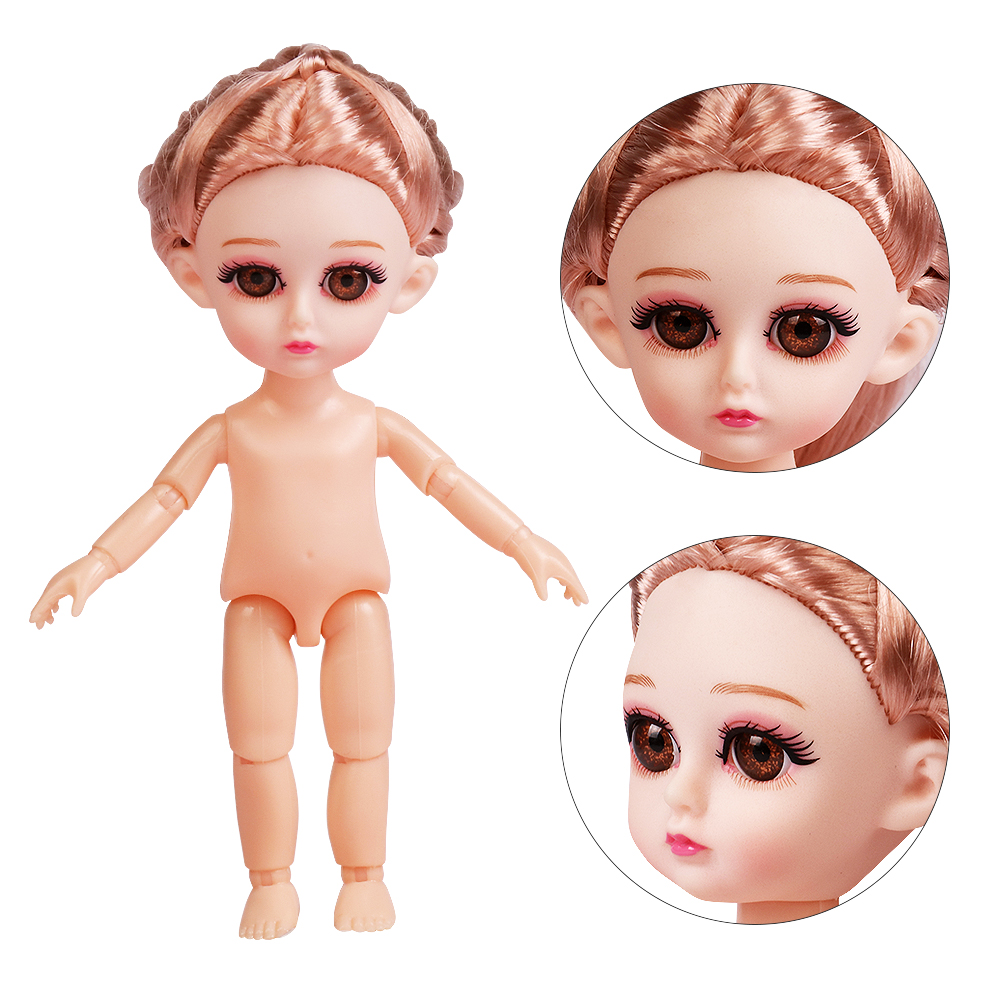 16CM BJD Doll With 13 Moveable Joints Naked Nude Body Fashion Dolls Children DIY Toys Handmade Beautiful Dress Girls Gift