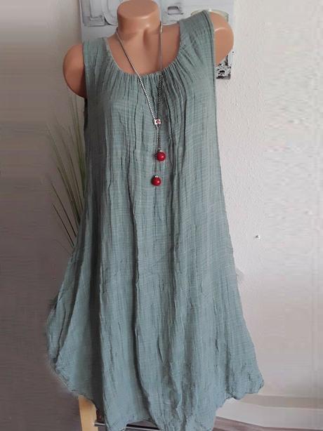 Crew Neck Casual Cotton-Blend Dresses