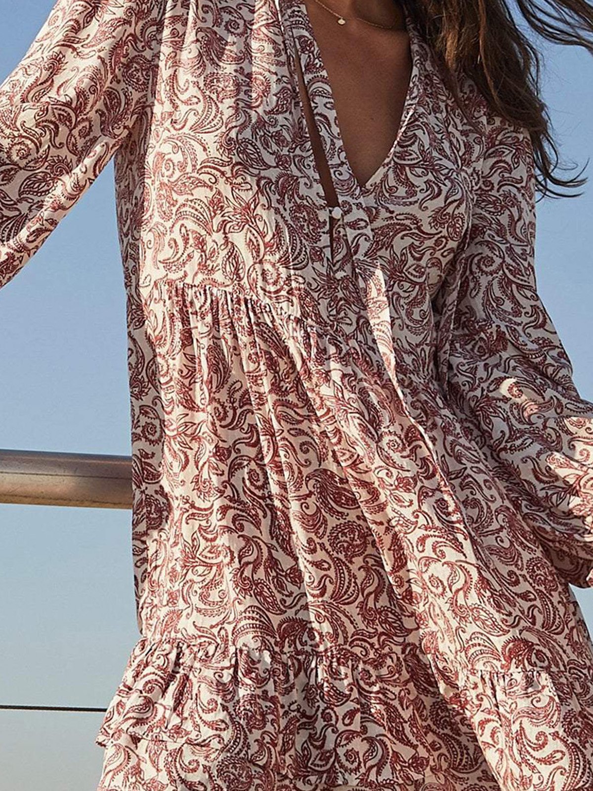 Cotton-Blend Shift Casual Tribal Dresses