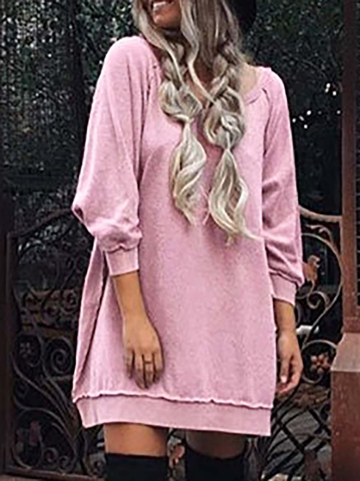 Shift Cowl Neck Casual Solid Fall Dress