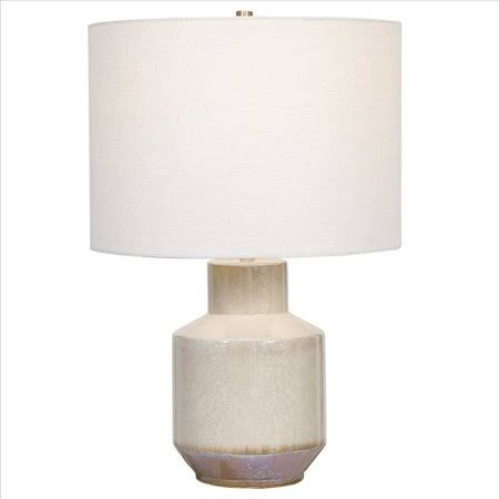 Ceramic Geometric Bellied Shape Table Lamp, Offwhite by Casagear Home - White / 21 H x 14 W x 14 L Inches, Size: Large