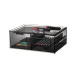 Sarah Tanno Collection for iDesign 3-Drawer Wide Cosmetic Organizer, Smoke/Matte Black