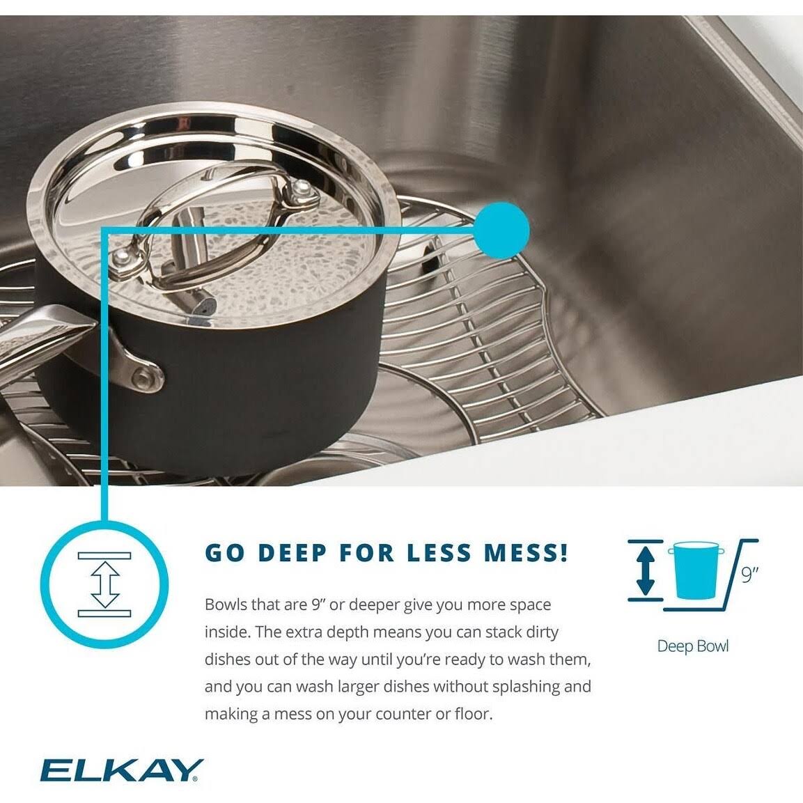 Elkay Crosstown Stainless Steel 30-1/2x22 x 18-1/2x22 x 10x22 Single Bowl Undermount Sink Kit EFRU281610TC