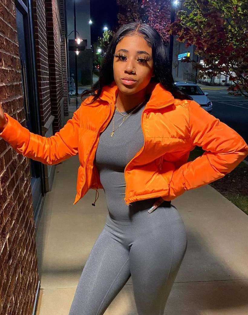 Winter Solid Plain Padded Short Zipper Jacket