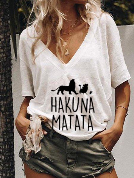 Geometric V Neck Casual Shirts & Tops