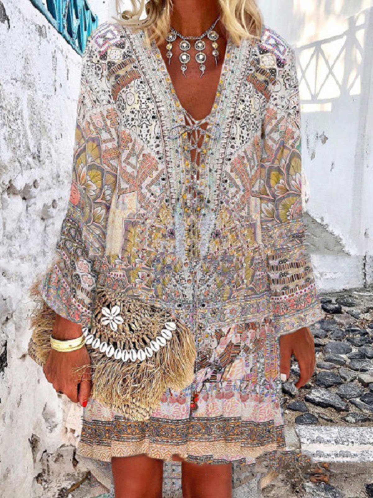 V Neck Women Dresses Holiday Dresses