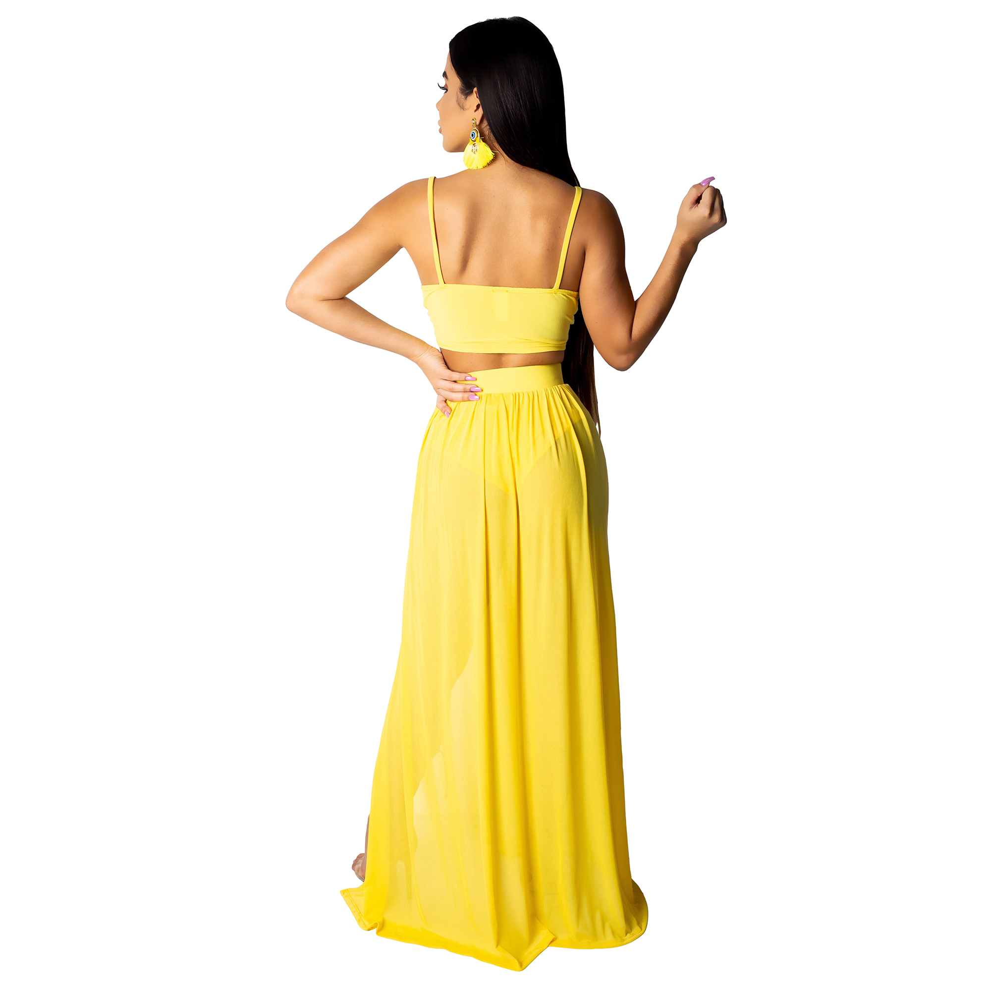 Sexy Straps Crop Top and Slit Maxi Skirt