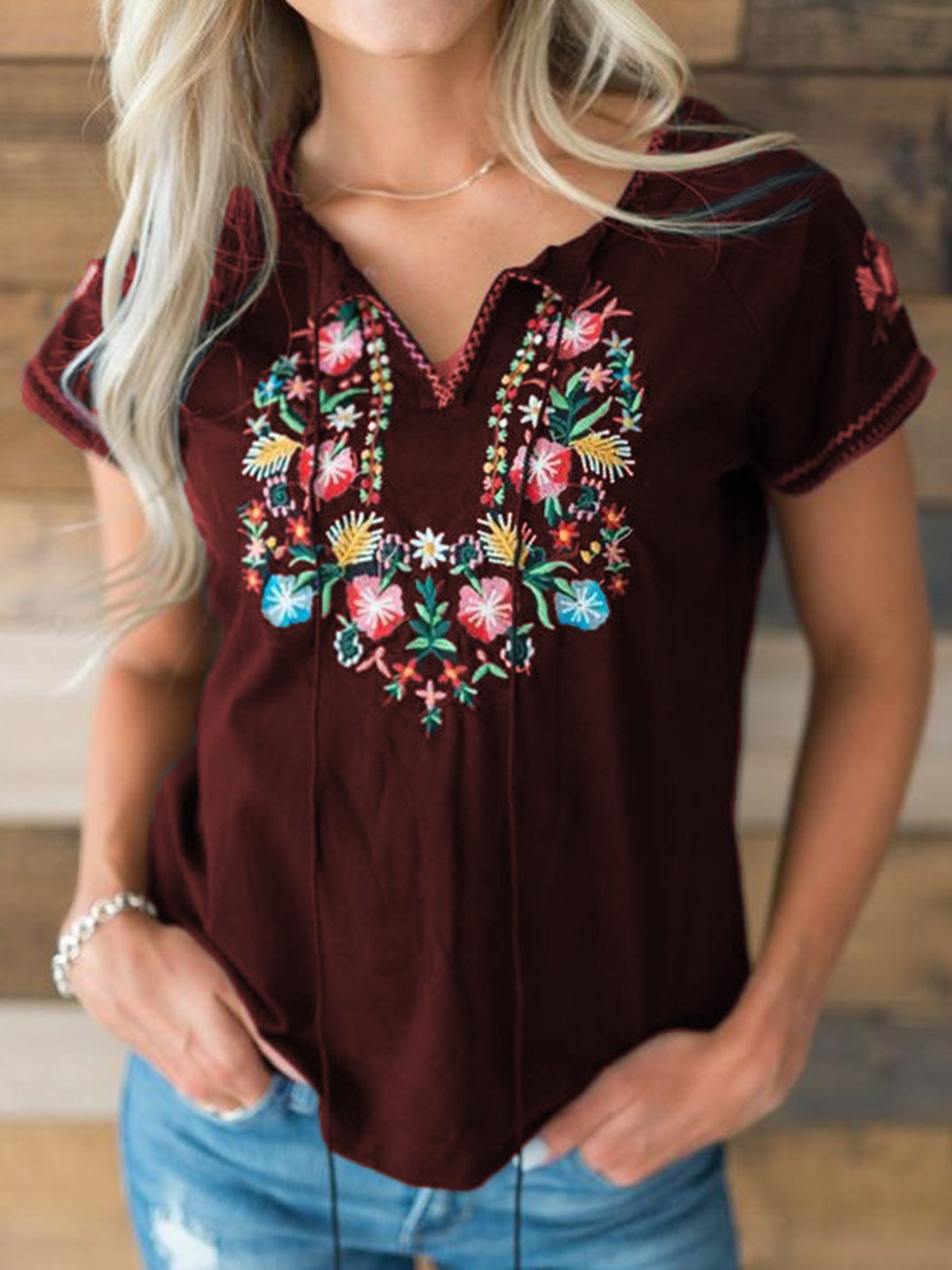 Women Casual Loose Printed Tops Tunic T Shirt
