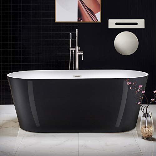 B1813 B/N-Drain &O Bathtub, Black/Brushed Nickel