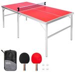 6 x 3feet Mid-Size Table Tennis Game Set with Net and 4 Balls for Indoor & Outdoor