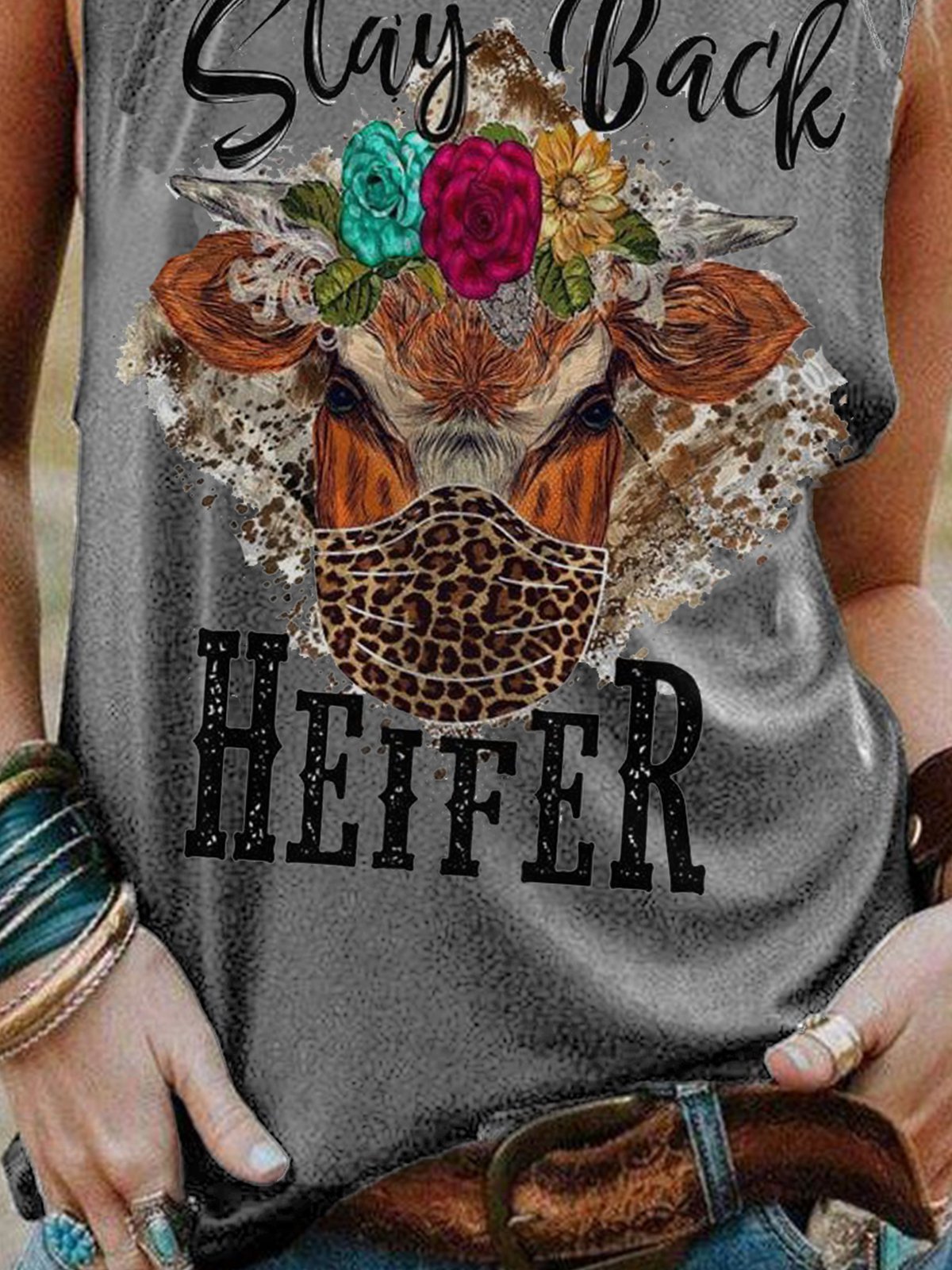 Crew Neck Animal Casual Shirts & Tops