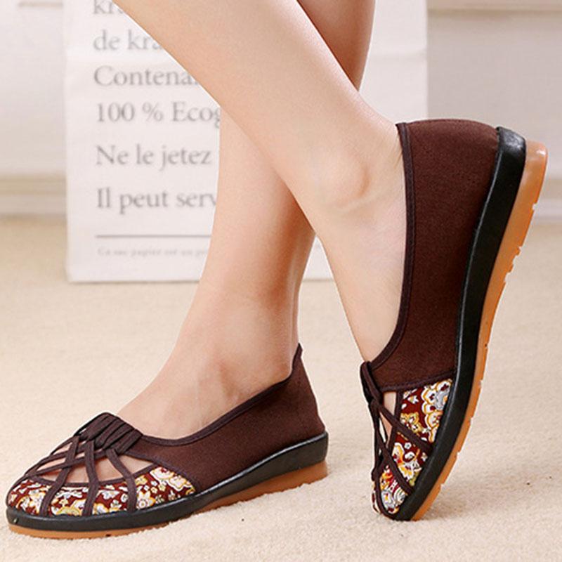 Solid Color Casual Canvas Flat Heel Summer Hollow-out Flats