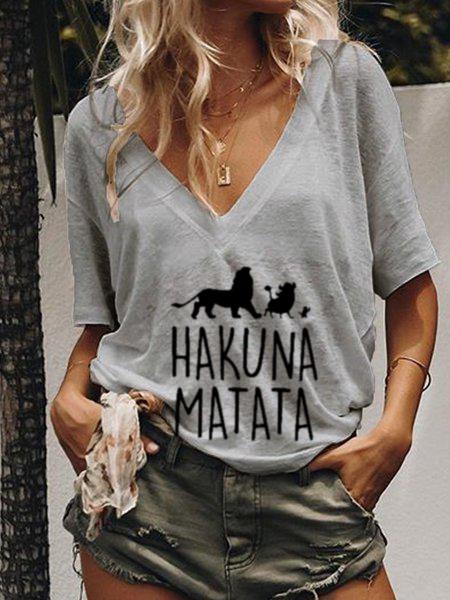 Geometric V Neck Casual Shirts & Tops