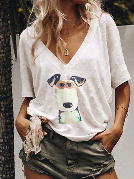 Cotton-Blend Printed Casual Shirts & Tops