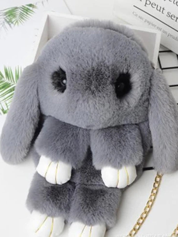 Cute Cartoon Rabbit Crossbody Bag New Plush Female Bag Chain Shoulder Bag Fashion Folder Bag