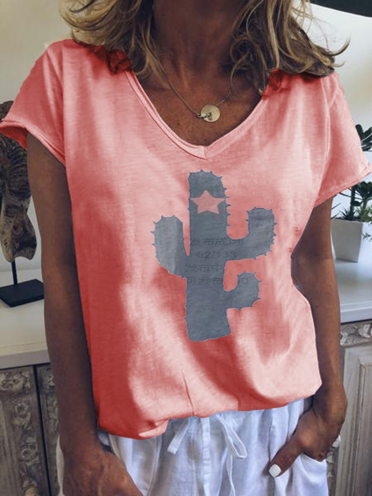 Short Sleeve Plain V Neck Shirts & Tops