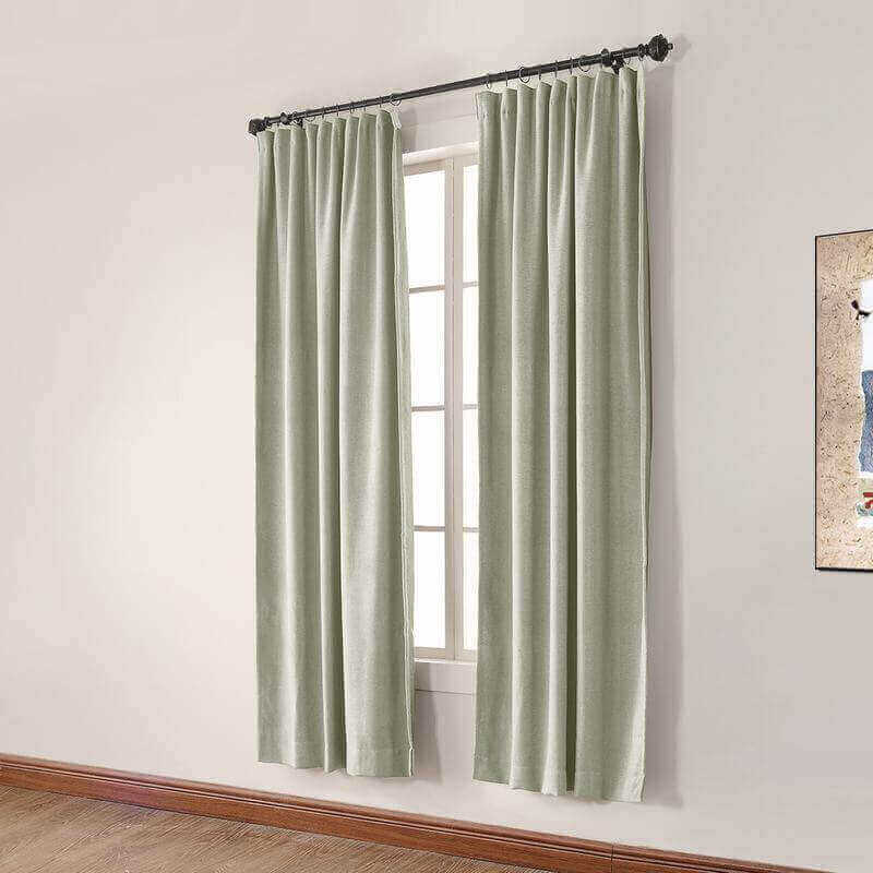 CUSTOM Olive Grey Green Luxury Textured Faux Linen Curtain
