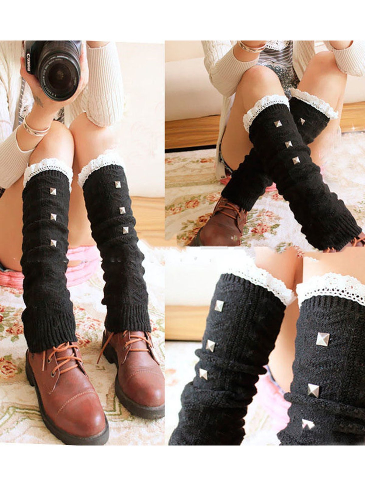 Women's lace lace pile socks