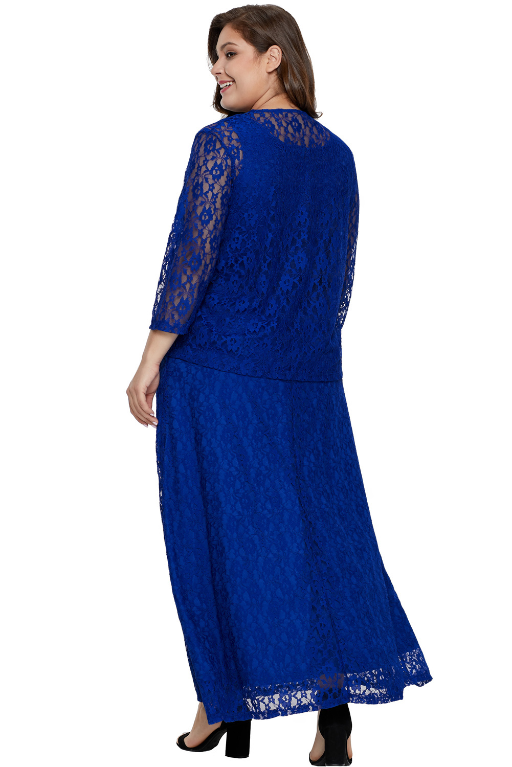 Blue Nadia Plus Size Lace Dress