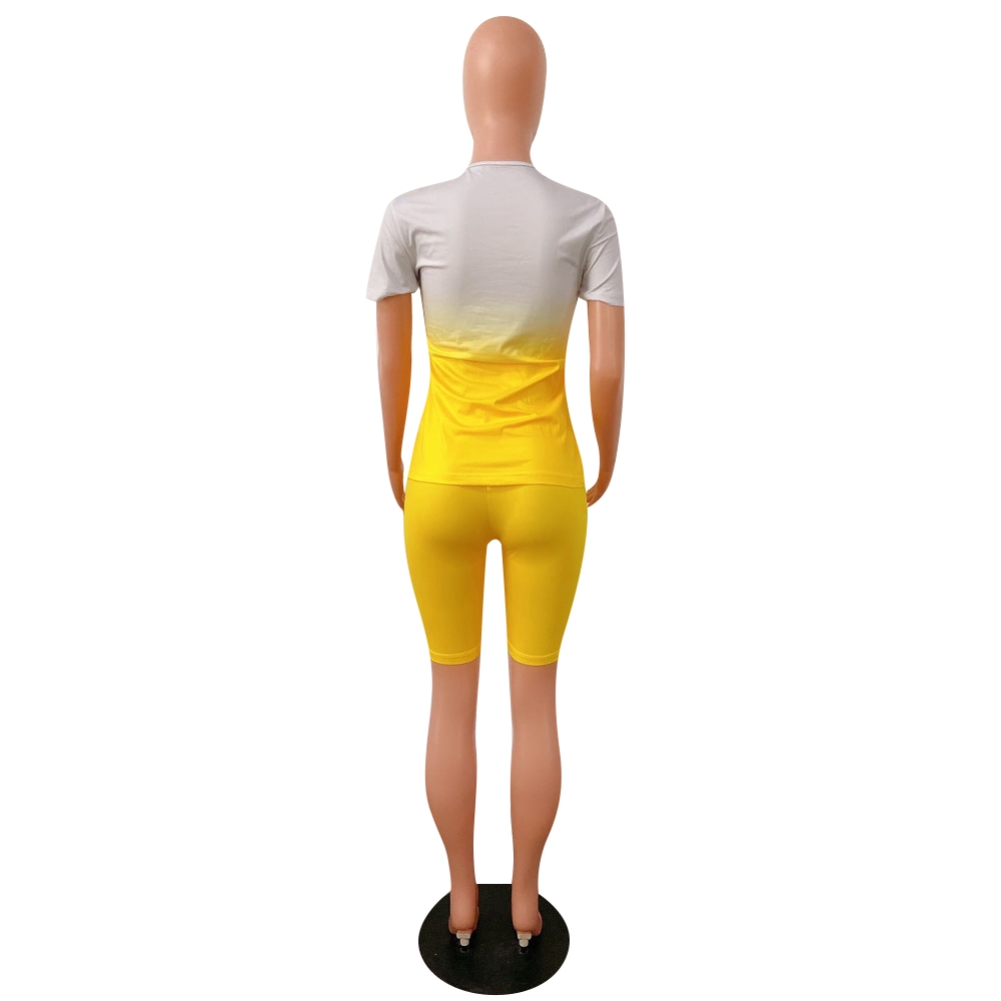 Casual Two Piece Gradient Shorts Set