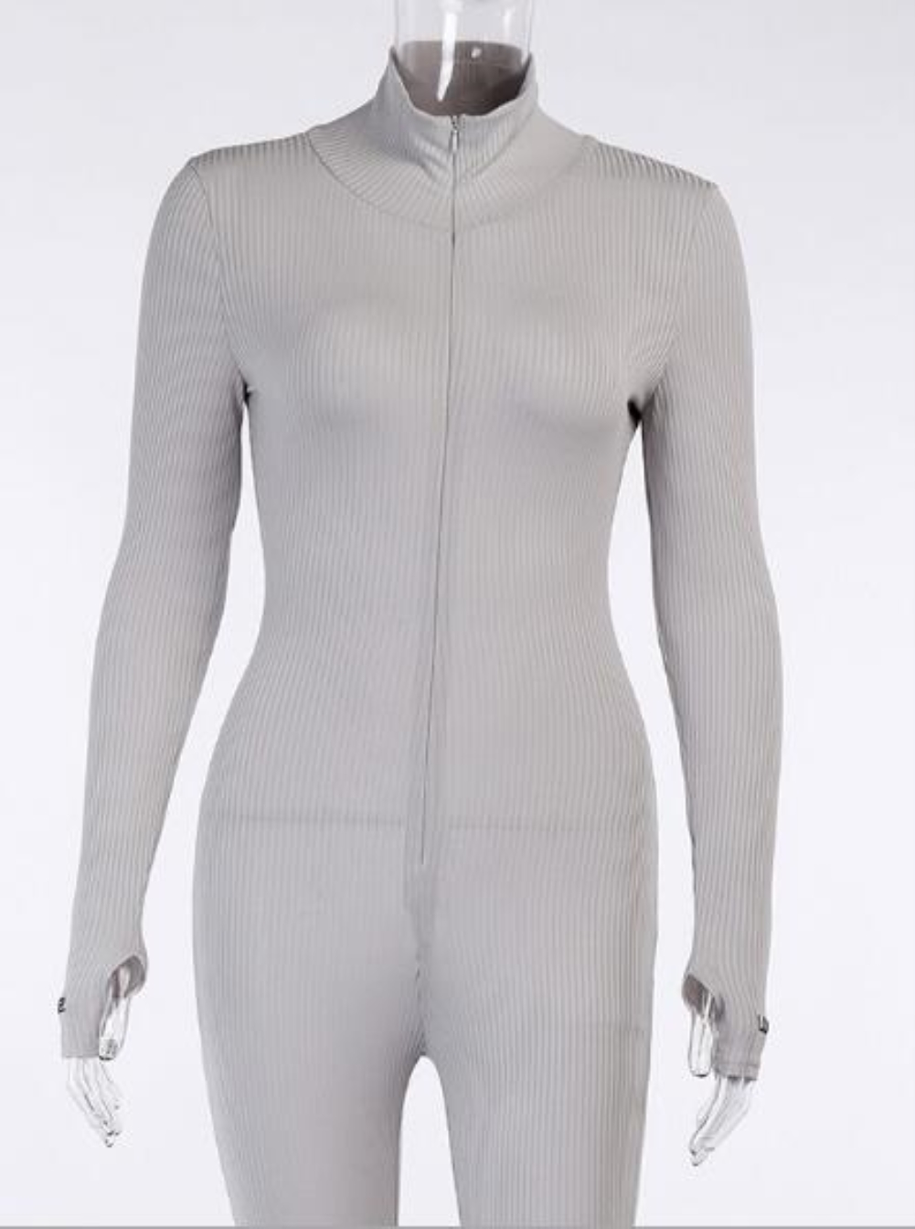 Sports Fitness Solid Zipper Rompers Jumpsuit