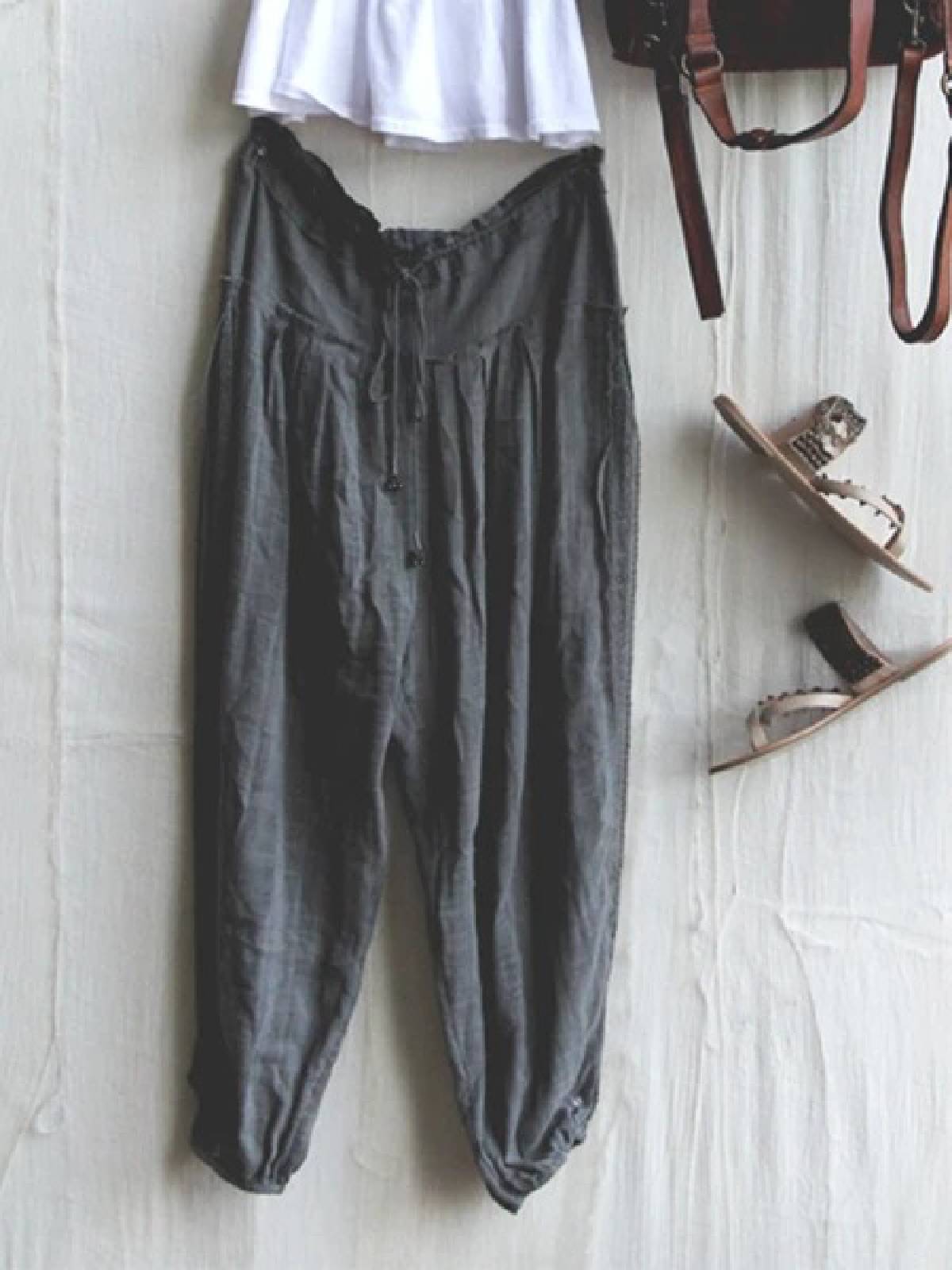 Women Loose Solid  Casual  Pants Baggy trousers