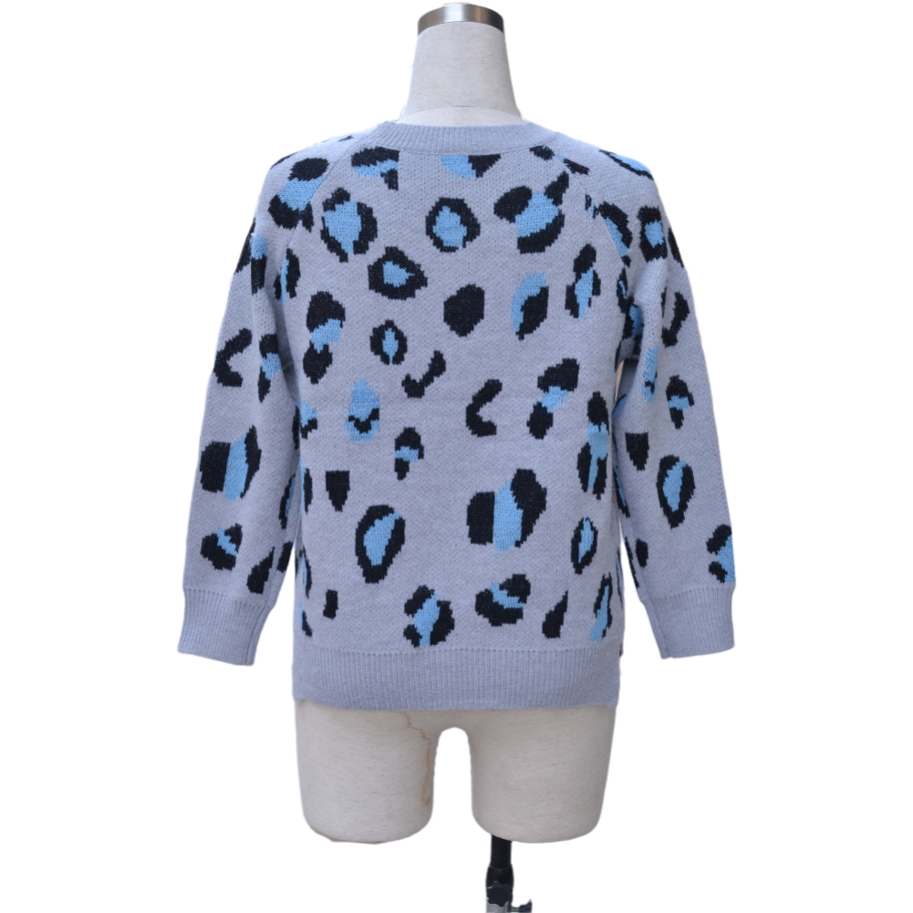 Fall Round Neck Pullover Leopard Sweater