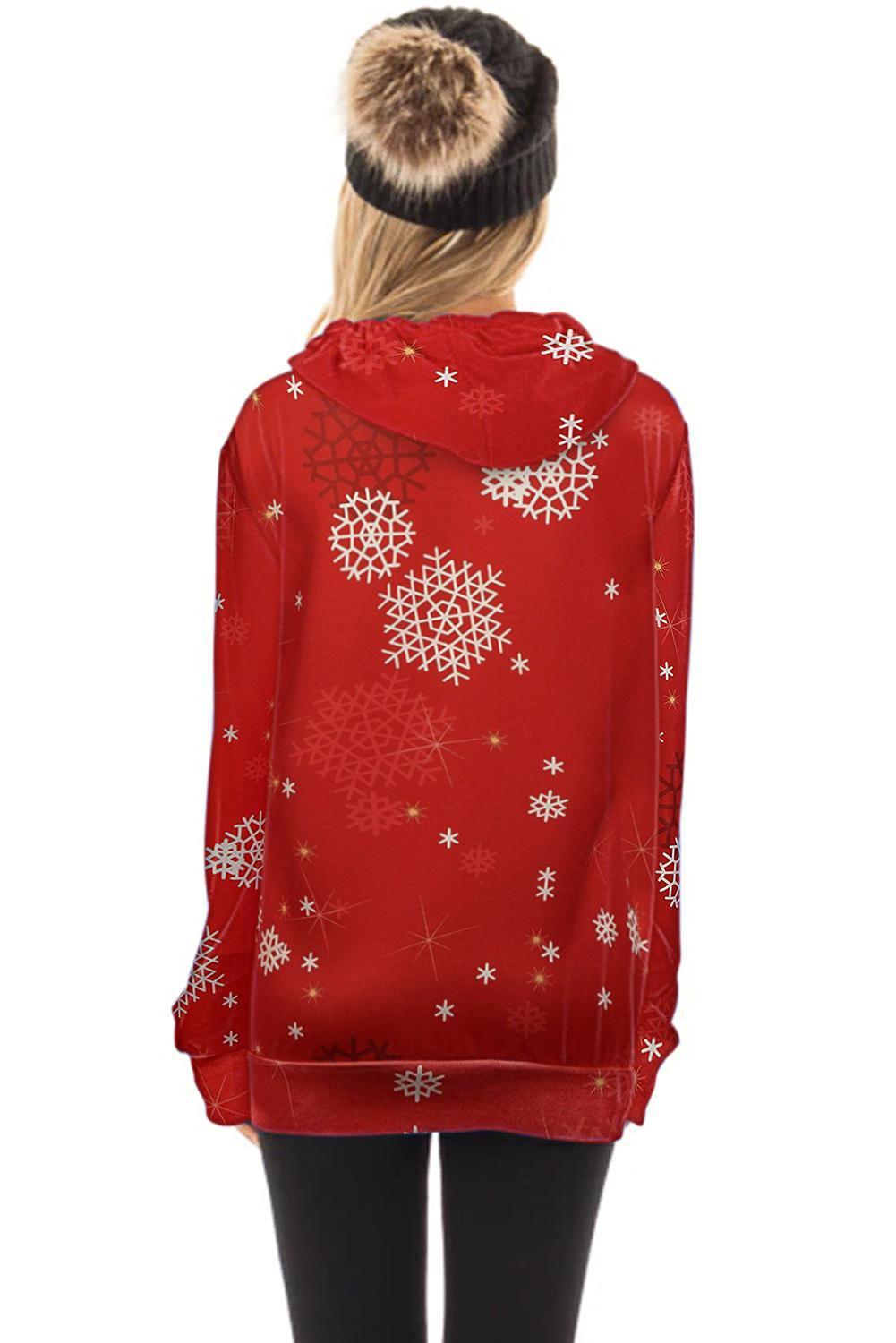 Santa Clause and Snowman Cartoon Hoodie