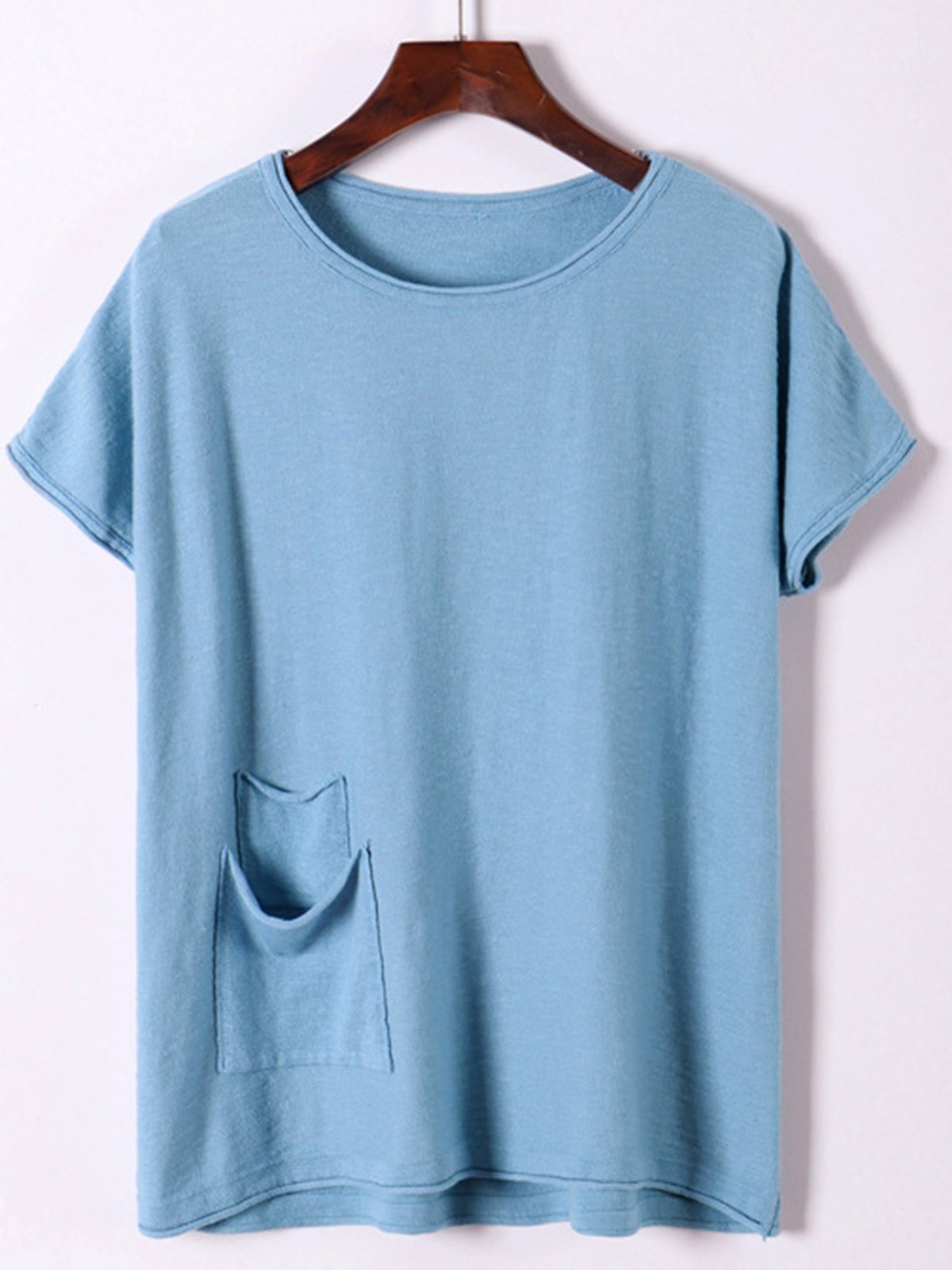 Casual Cotton-Blend Pockets Short Sleeve Shirts & Tops