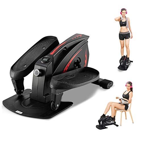 GREARDEN Under Desk Elliptical Machine, Mini Cycle Exercise Bike, Desk Elliptical Machine Trainer with Non-Slip Pedal- Black