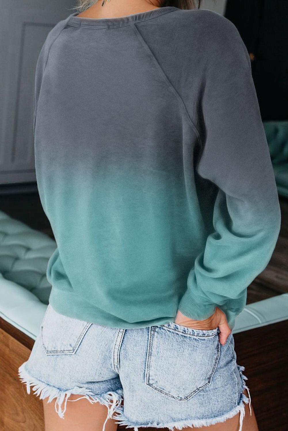 Blue Ombre Crewneck Long Sleeve Sweatshirt