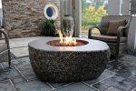 Elementi Fiery Rock Outdoor Fire Pit Table 50 Inches Round Firepit Concrete Patio Heater Electronic Ignition Backyard Fireplace Cover Lava Rock Included Liquid Propane
