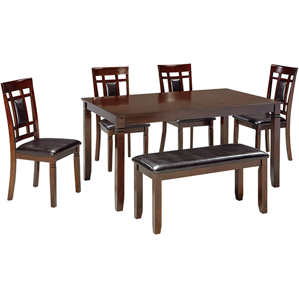 Signature Design by Ashley Bennox Dining Room Set, Includes Table, 4 Chairs & Bench