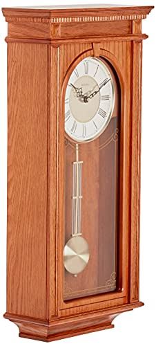 C4419 Manorcourt Chiming Clock with Golden Oak Finish, Brown